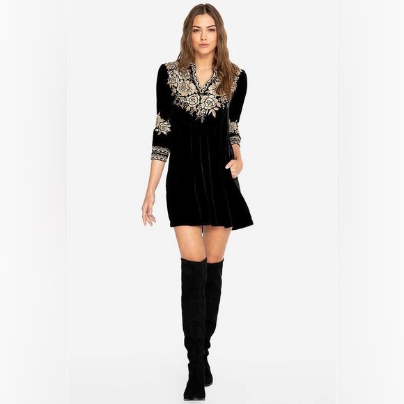 Johnny Was | Olenna Velvet Henley Boho dress size Large - Picture 1 of 10